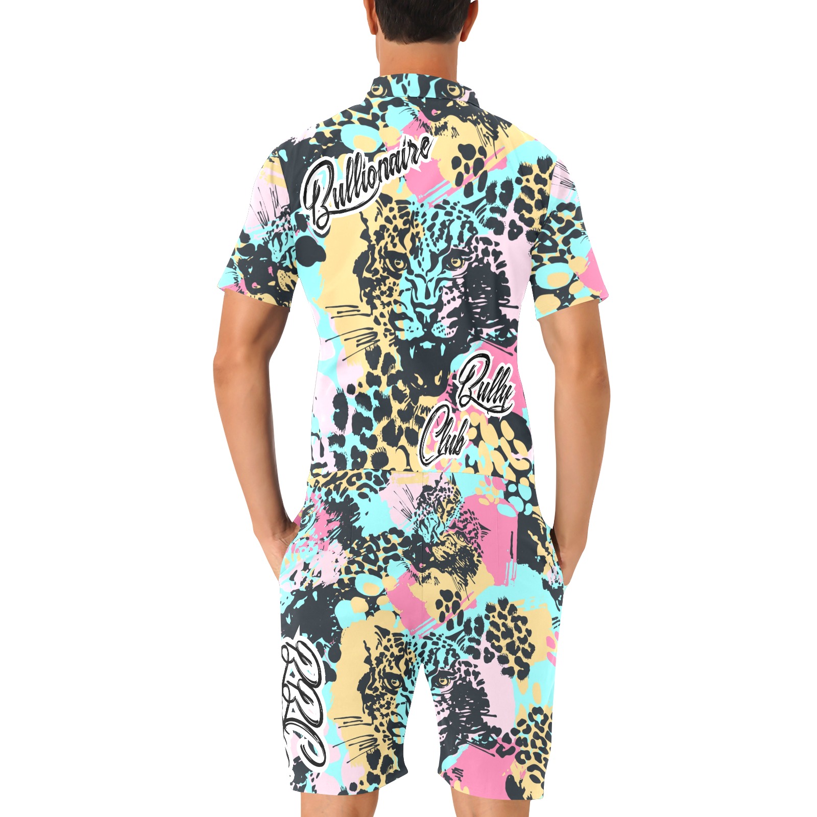 Funky Leopard Men's Short Sleeve Jumpsuit