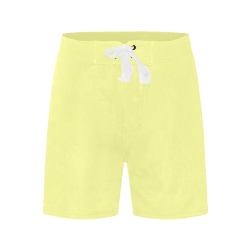 color canary yellow Men's Mid-Length Beach Shorts (Model L47)