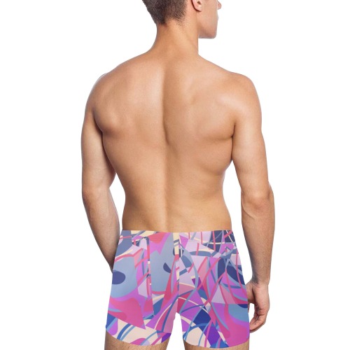 Violet, Gold Abstract Tangles Men's Swimming Trunks (Model L60)