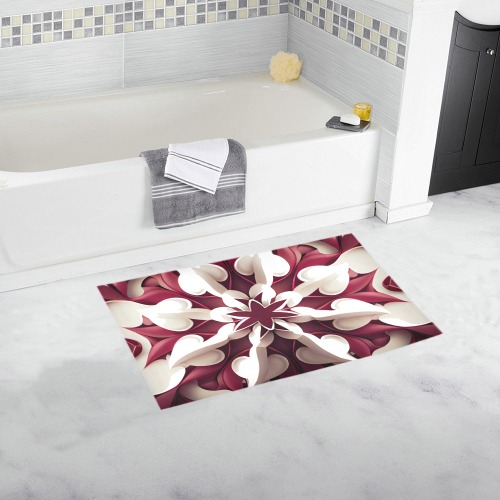 red and white flower pattern Bath Rug 16''x 28''
