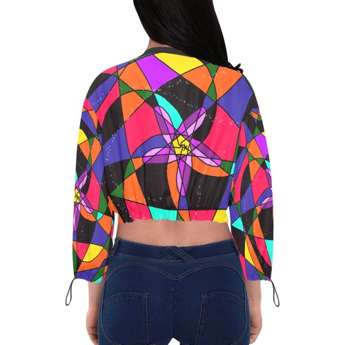 Abstract Design S 2020 Cropped Chiffon Jacket for Women (Model H30)