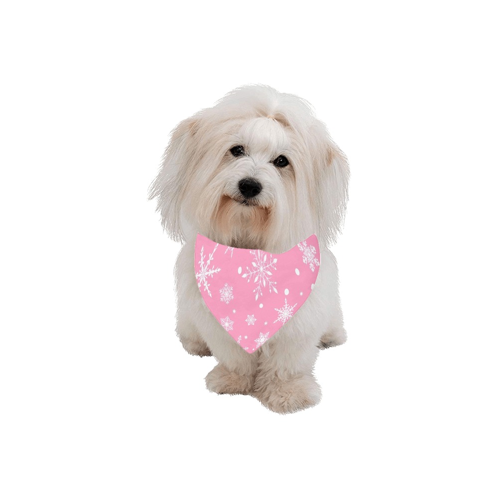 Snowflakes_Pink Pet Dog Bandana/Large Size