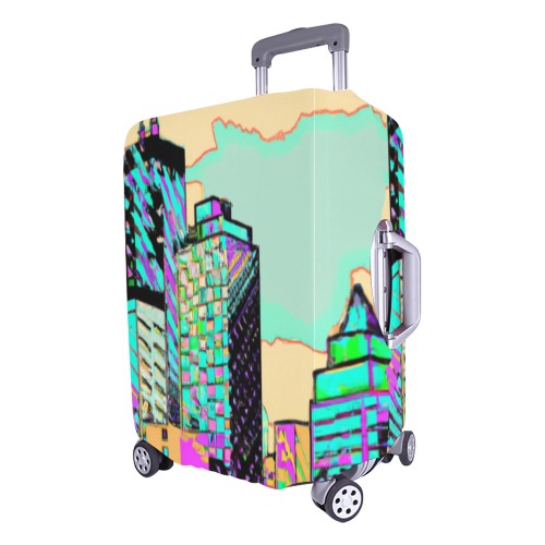 City scape in graphics Luggage Cover/Large 26"-28"