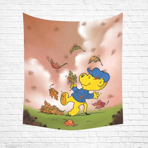 Ferald Amongst The Autumn Leaves Cotton Linen Wall Tapestry 51"x 60"