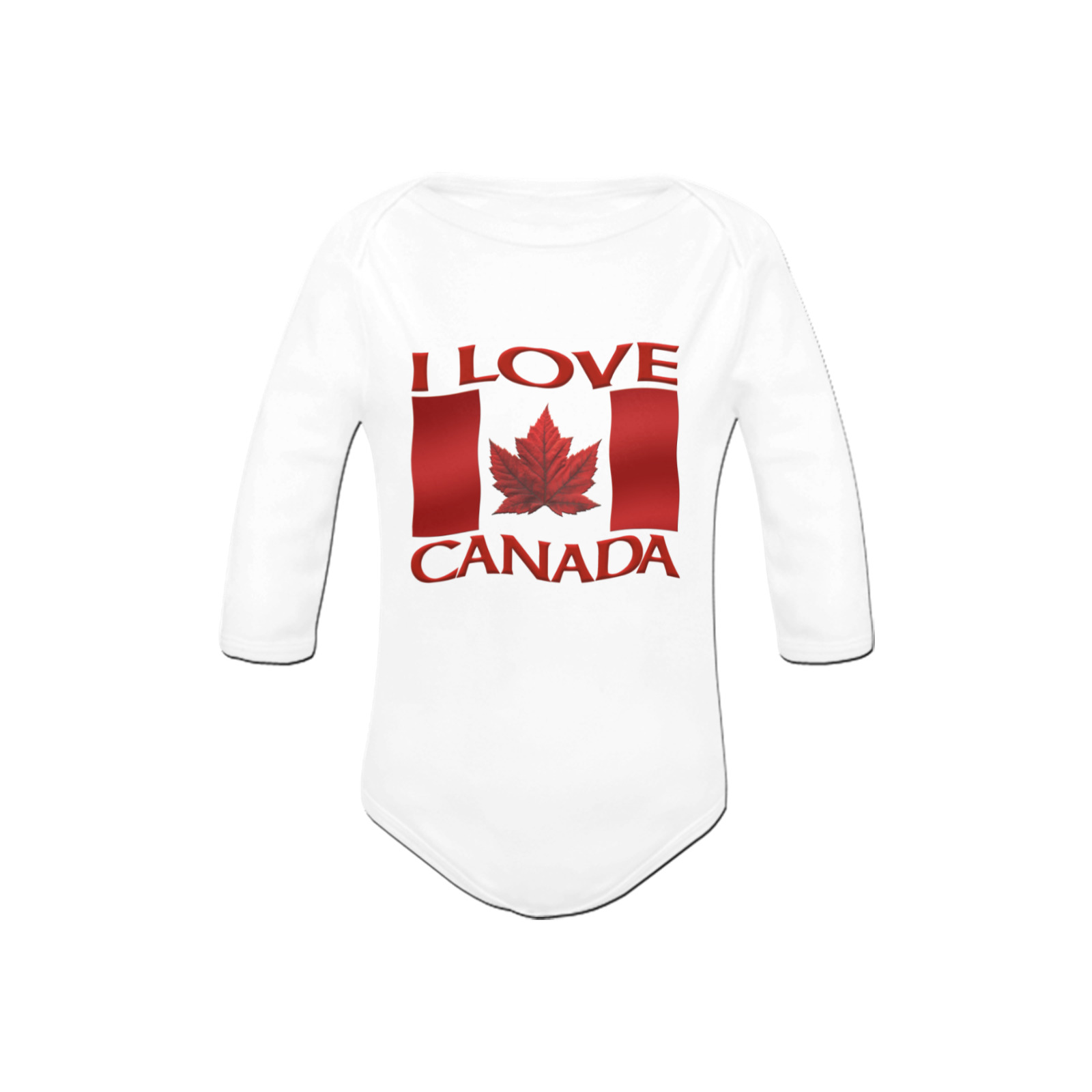 I Love Canada Baby Souvenir Baby Powder Organic Long Sleeve One Piece (Model T27)