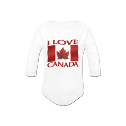 I Love Canada Baby Souvenir Baby Powder Organic Long Sleeve One Piece (Model T27)