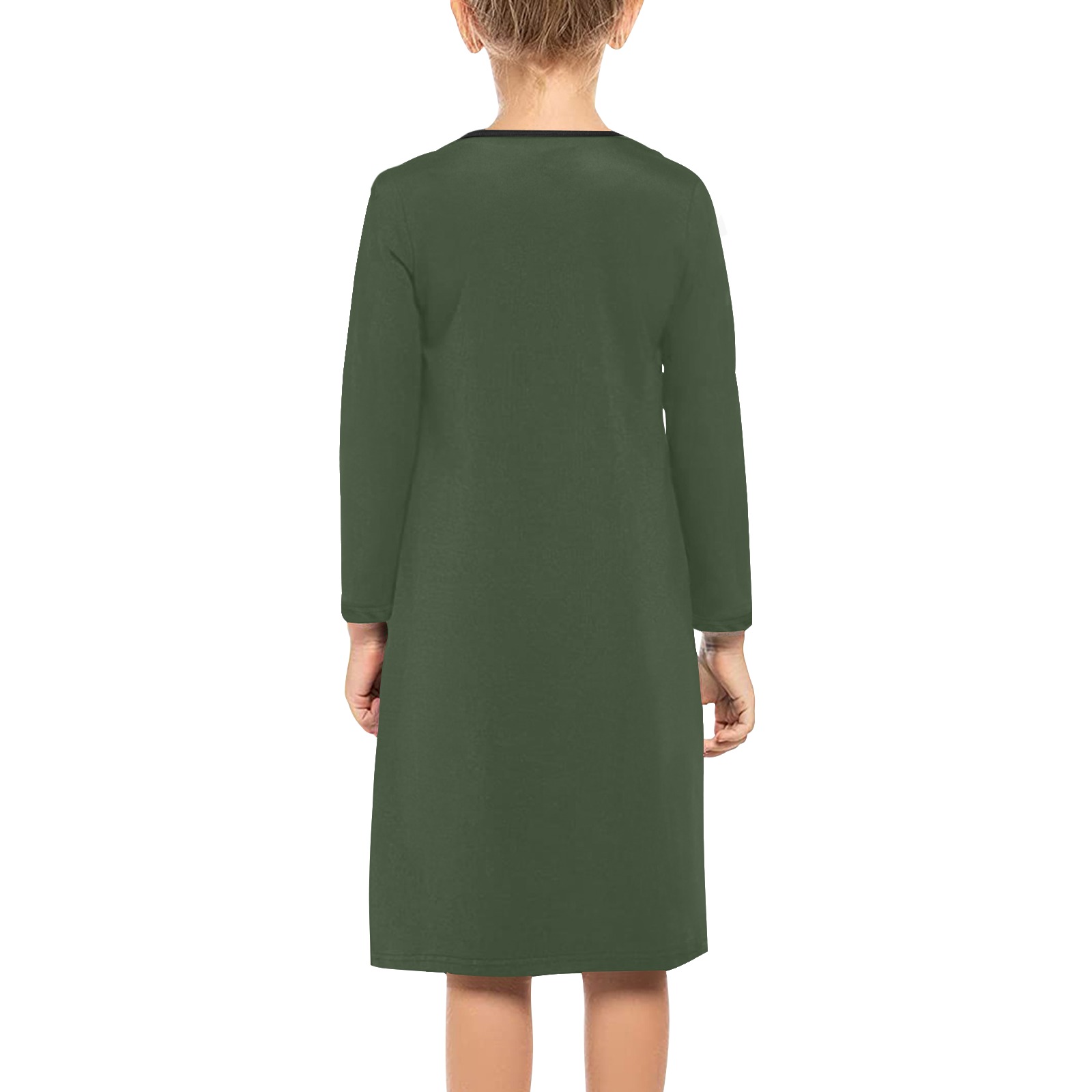 Foxy Roxy Forest Green Girls' Long Sleeve Dress (Model D59)