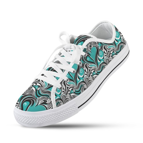 Turq-Heart Low Sneakers White