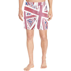 Abstract Union Jack British Flag Collage Men's Mid-Length Swim Shorts (Model L39)