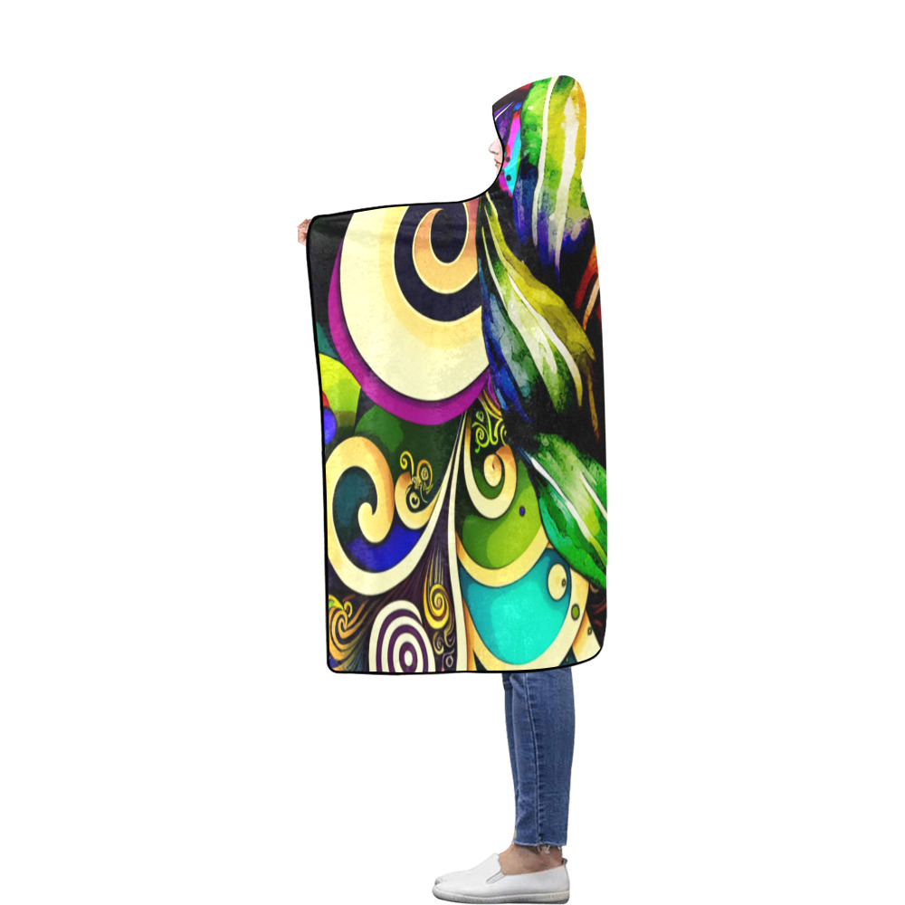 Mardi Gras Colorful New Orleans Flannel Hooded Blanket 56''x80''