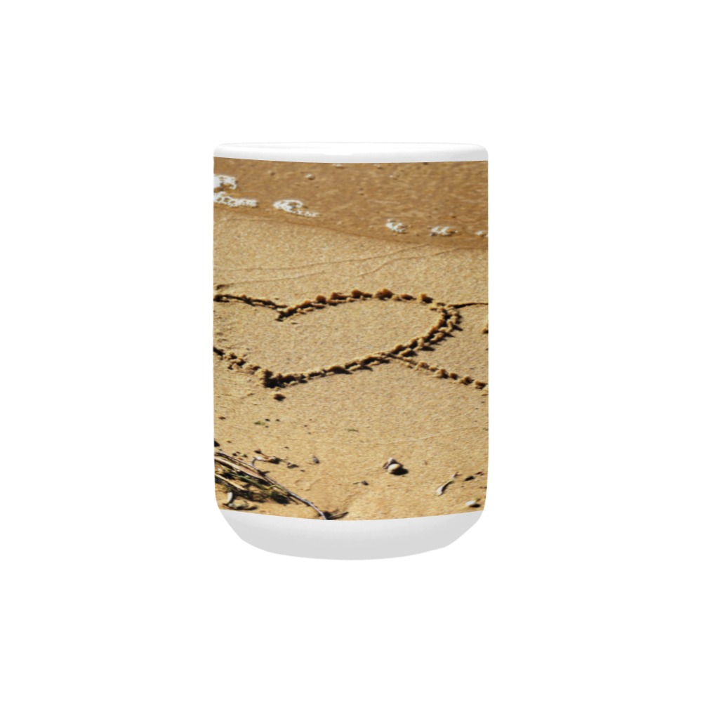 Hearts Written In Sand Custom Ceramic Mug (15OZ)