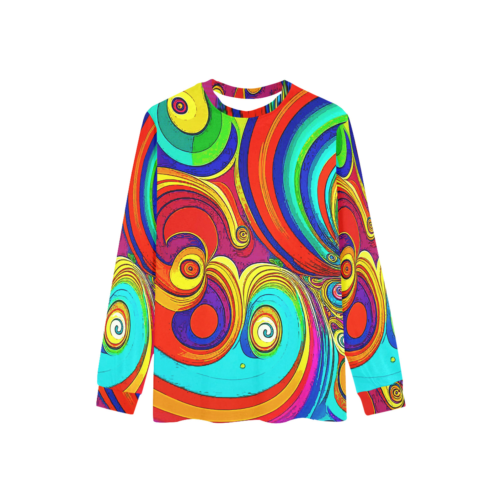 Colorful Groovy Rainbow Swirls Men's Pajama Top with Custom Cuff