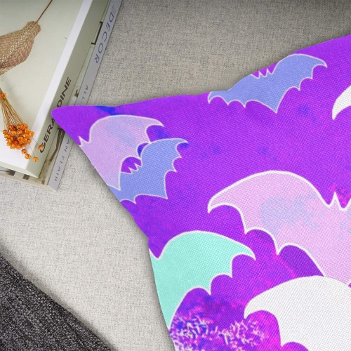 Bats In Flight Pastel Purple Linen Zippered Pillowcase 18"x18"(Two Sides&Pack of 2)