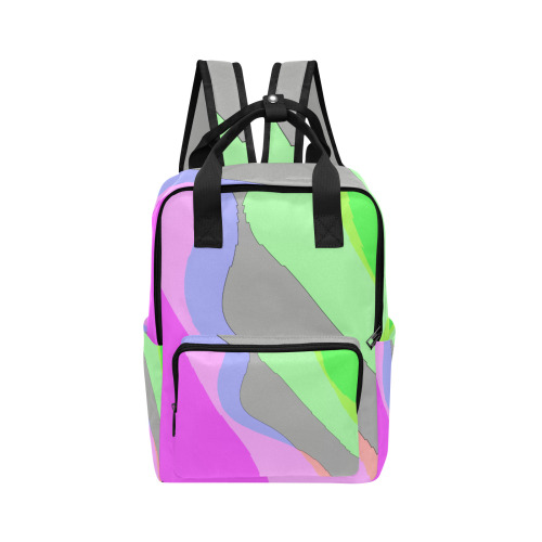 Abstract 703 - Retro Groovy Pink And Green Twin Handle Backpack (Model 1732)