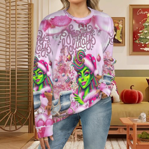 Christmas Sweatshirt girl All Over Print Ribbed Sweatshirt