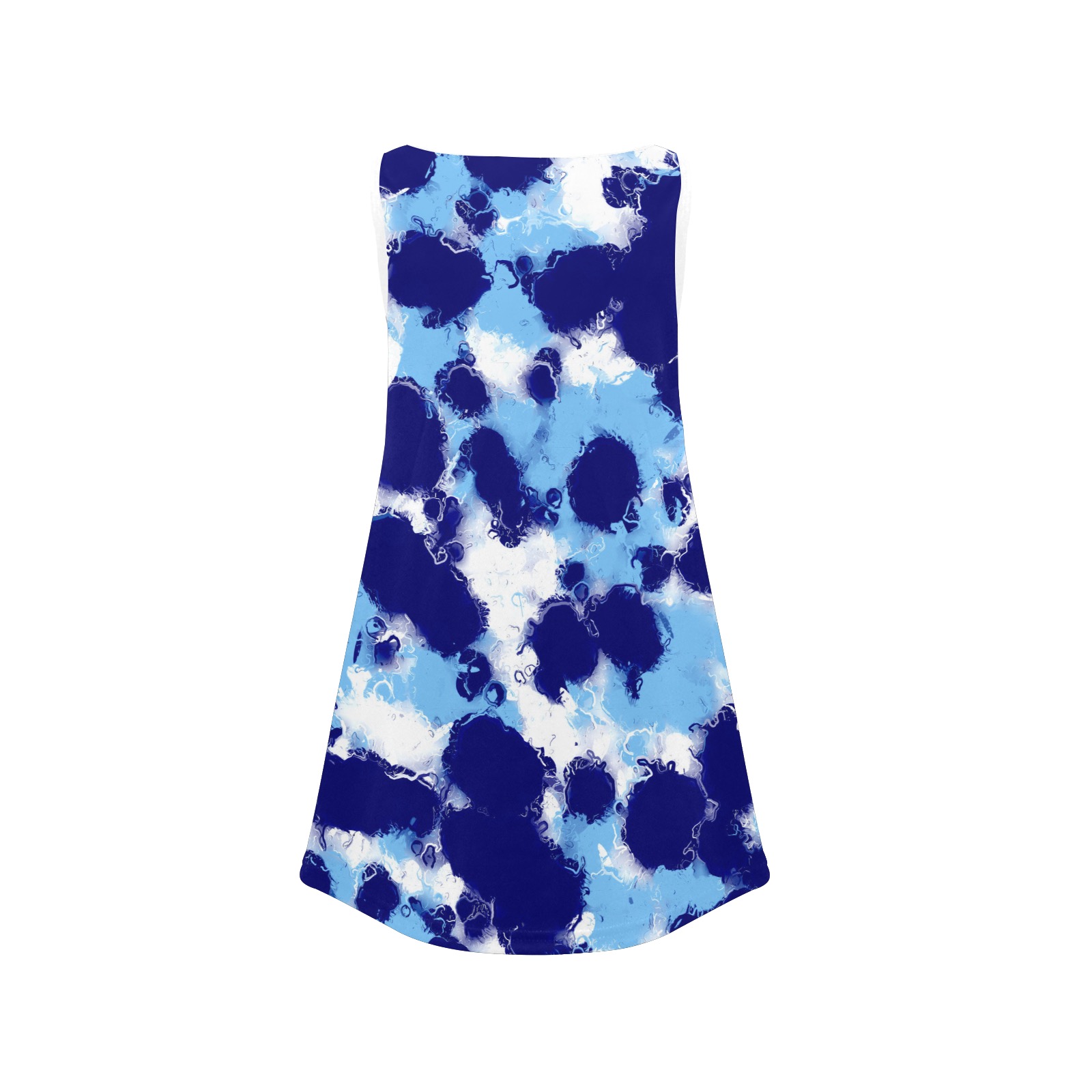 Light Blue, Navy and White Abstract Girls' Sleeveless Dress (Model D58)