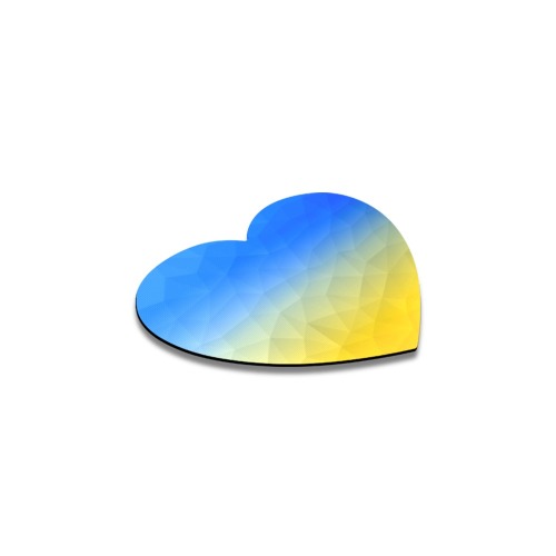 Ukraine yellow blue geometric mesh pattern Heart Coaster