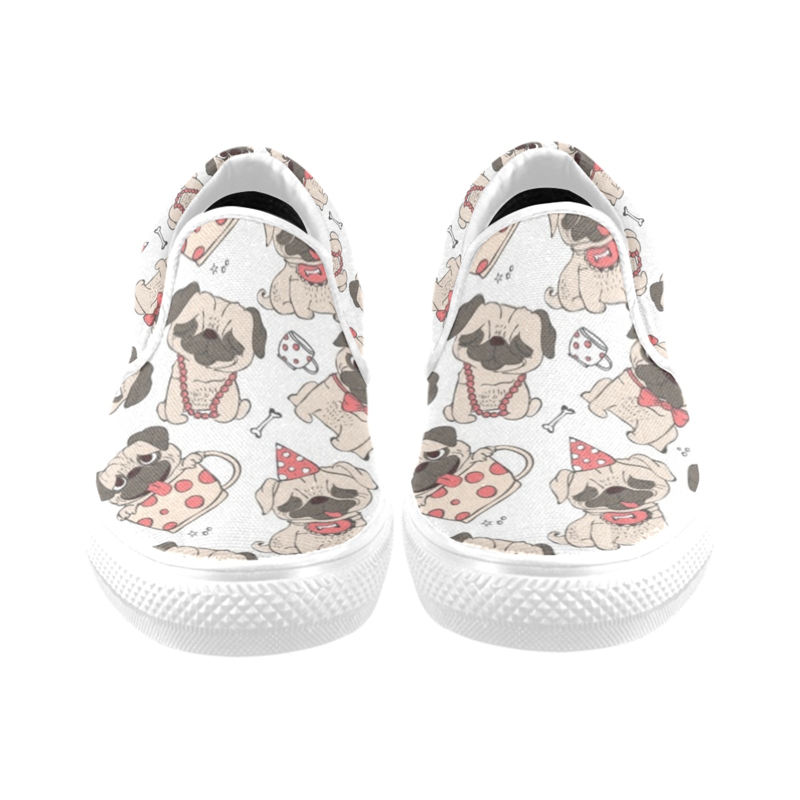 Pugs and Mugs Women's Unusual Slip-on Canvas Shoes (Model 019)