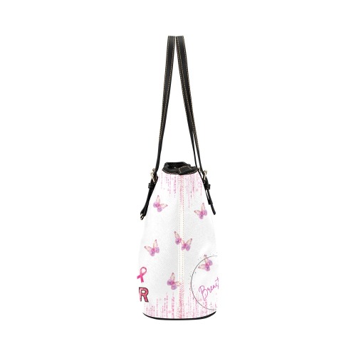 Breast Cancer Warrior Large Tote Leather Tote Bag/Large (Model 1651)