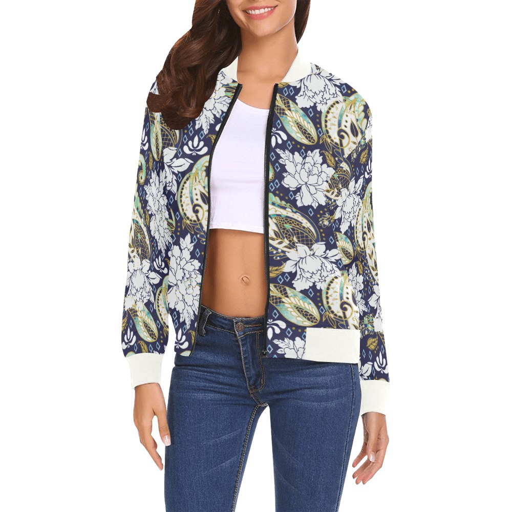 Paisley Obsession-87 All Over Print Bomber Jacket for Women (Model H19)