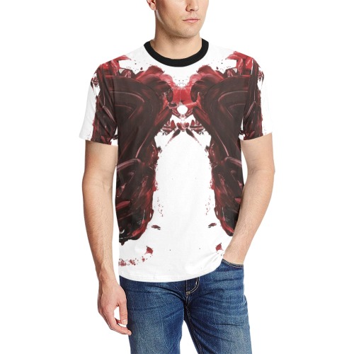 wild Men's All Over Print T-Shirt (Solid Color Neck) (Model T63)