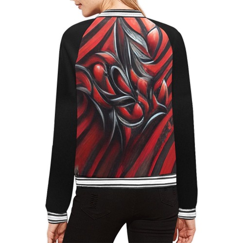 red and black gothic 4 All Over Print Bomber Jacket for Women (Model H21)