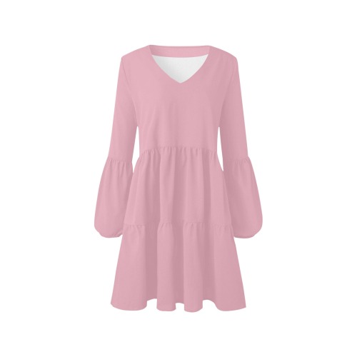 Pink V-Neck Loose Fit Dress (Model D62)