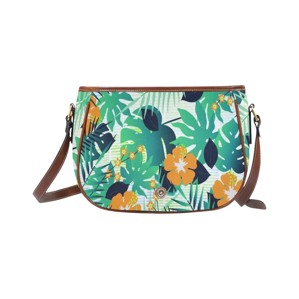 GROOVY FUNK THING FLORAL Saddle Bag/Small (Model 1649) Full Customization