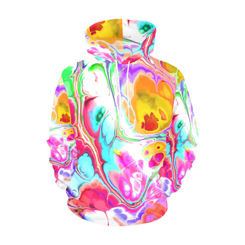 Funky Marble Acrylic Cellular Flowing Liquid Art All Over Print Hoodie for Women (USA Size) (Model H13)