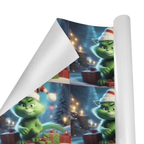 Green Christmas Grinch Cat Gift Wrapping Paper 58"x 23" (4 Rolls)
