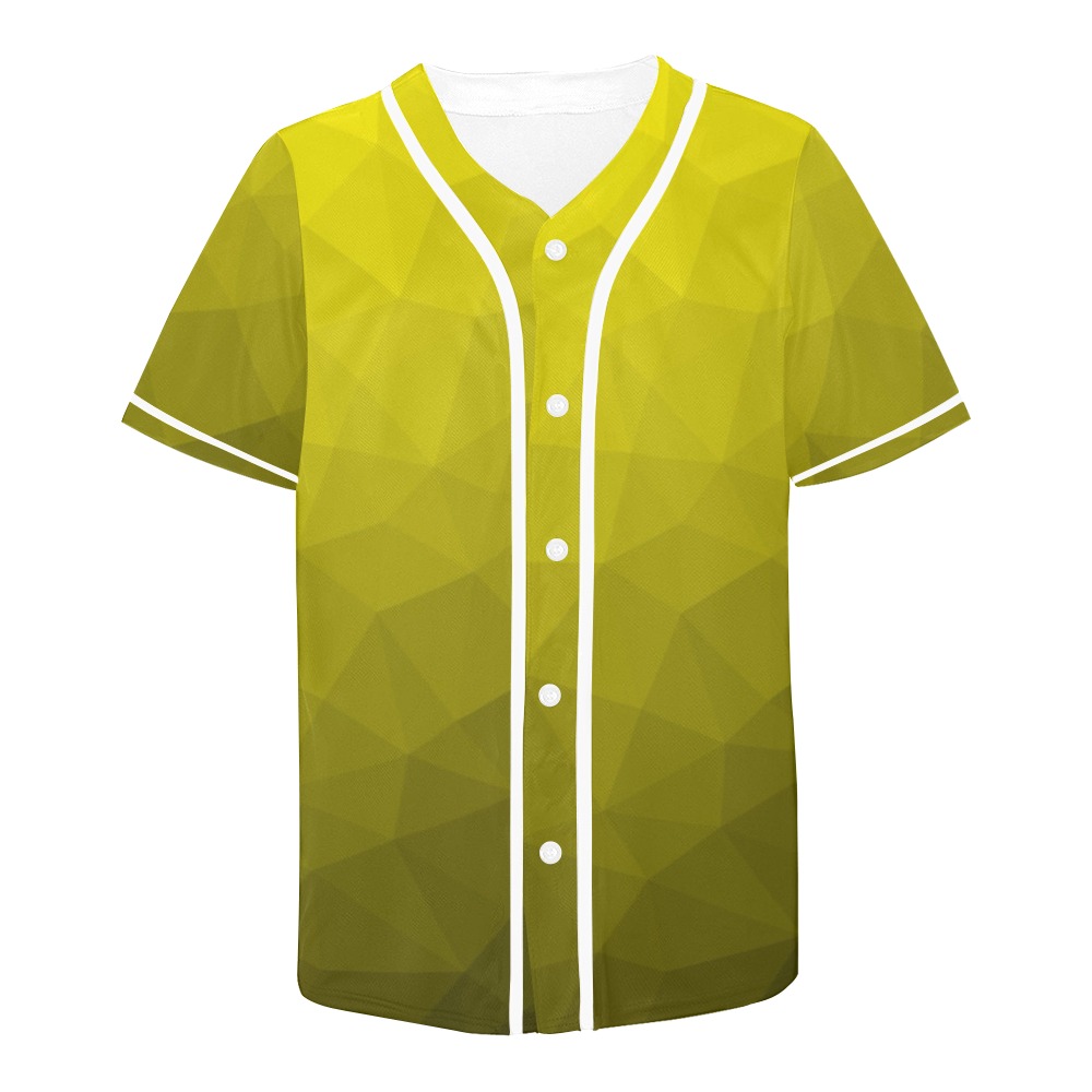 Yellow gradient geometric mesh pattern All Over Print Baseball Jersey for Men (Model T50)