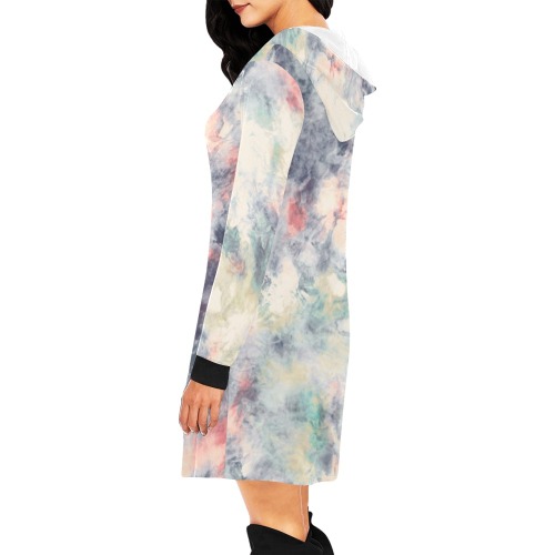 Paint digital texture marble GP All Over Print Hoodie Mini Dress (Model H27)