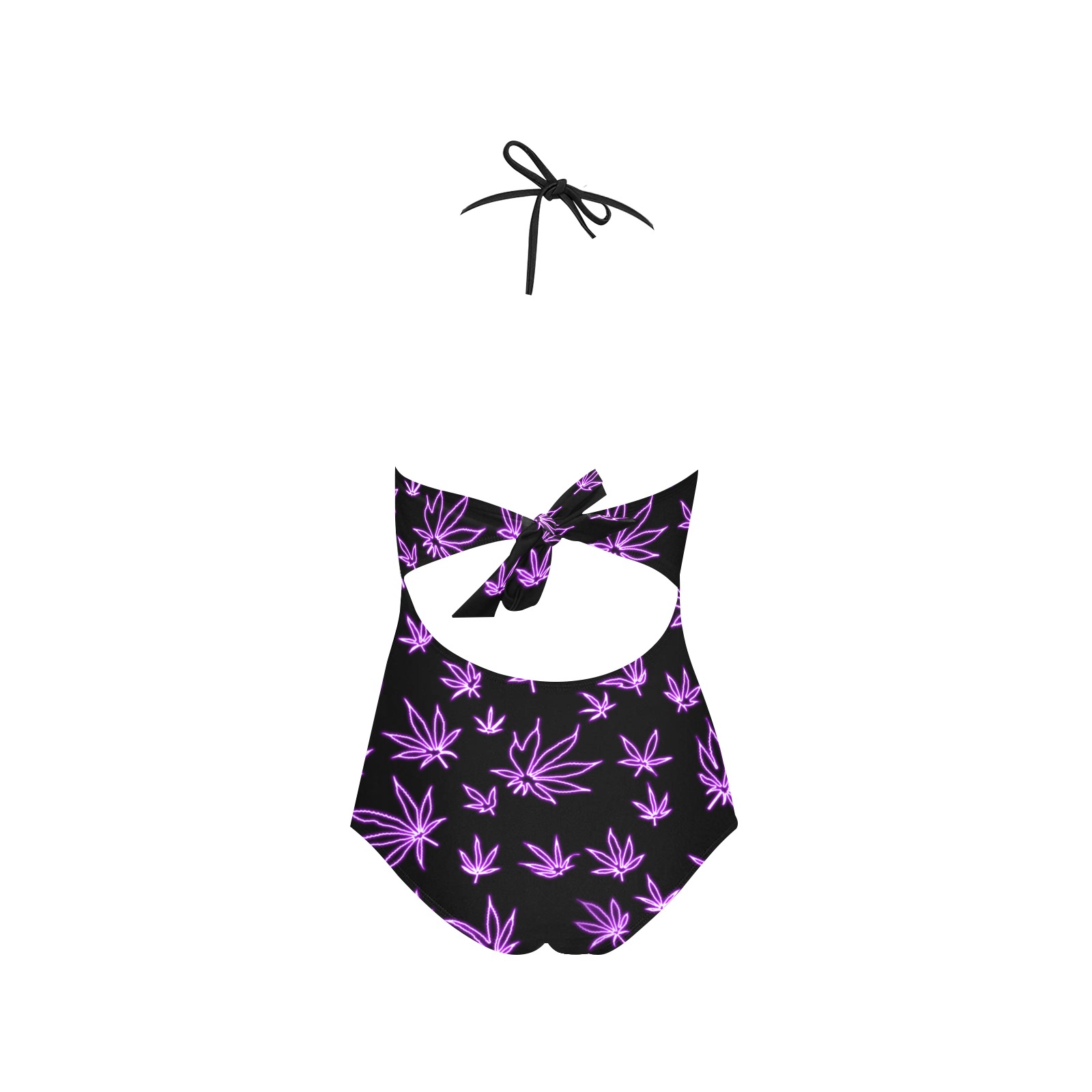 neon pot purple Lace Band Embossing Swimsuit (Model S15)