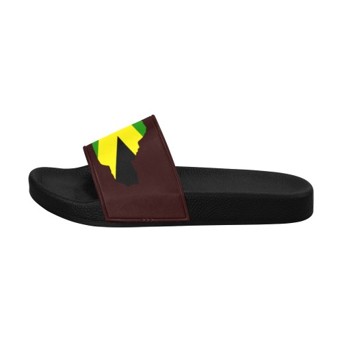 Jamaican Flag Map Brown Women's Slide Sandals (Model 057)