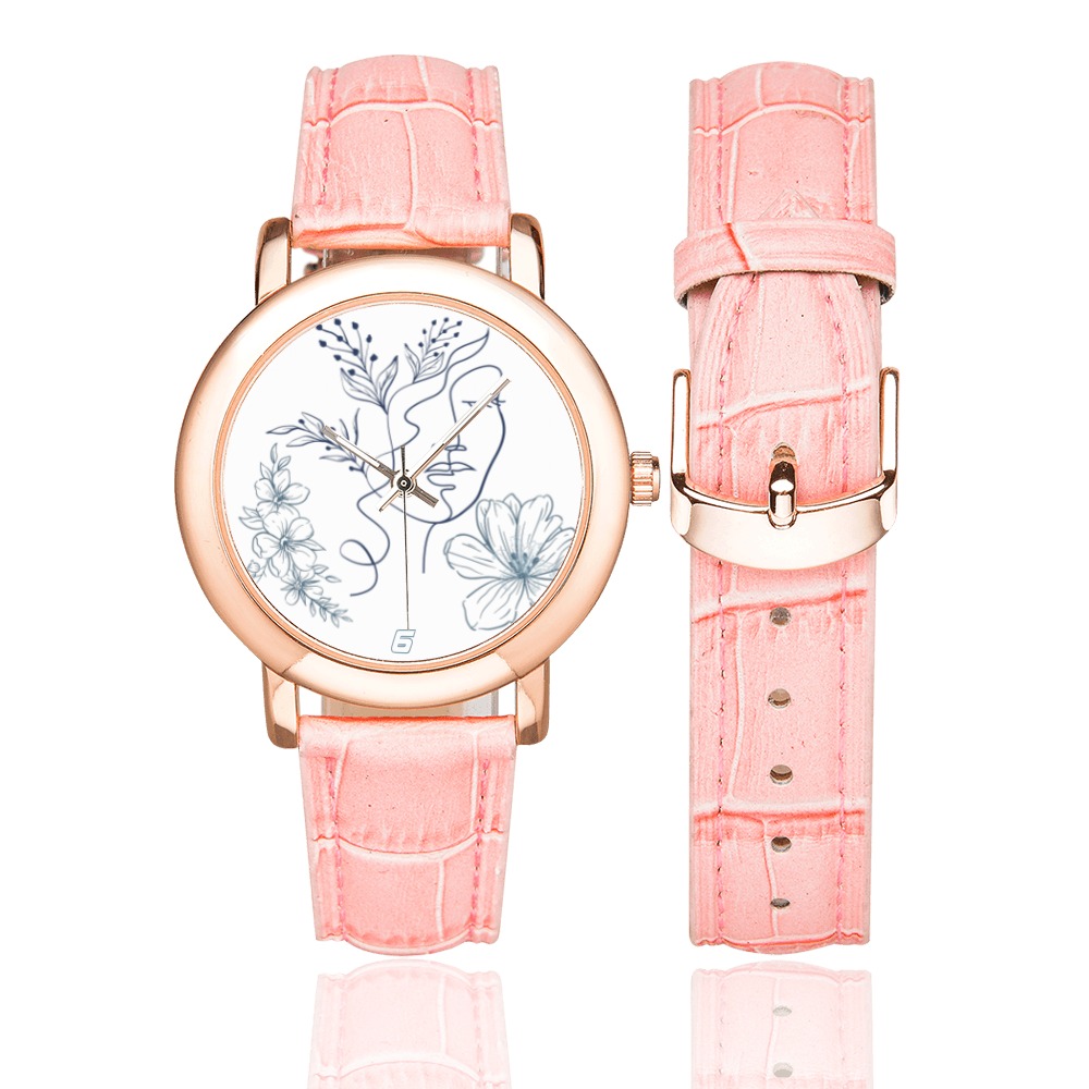 Strap watch . Very elegant Women's Rose Gold Leather Strap Watch(Model 201)