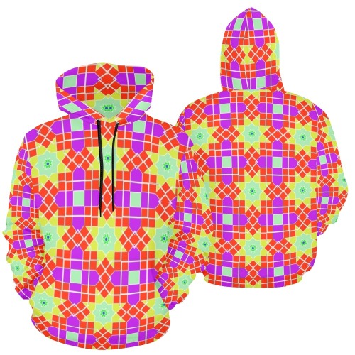 Fractoberry Bright Colors 008WH All Over Print Hoodie for Women (USA Size) (Model H13)