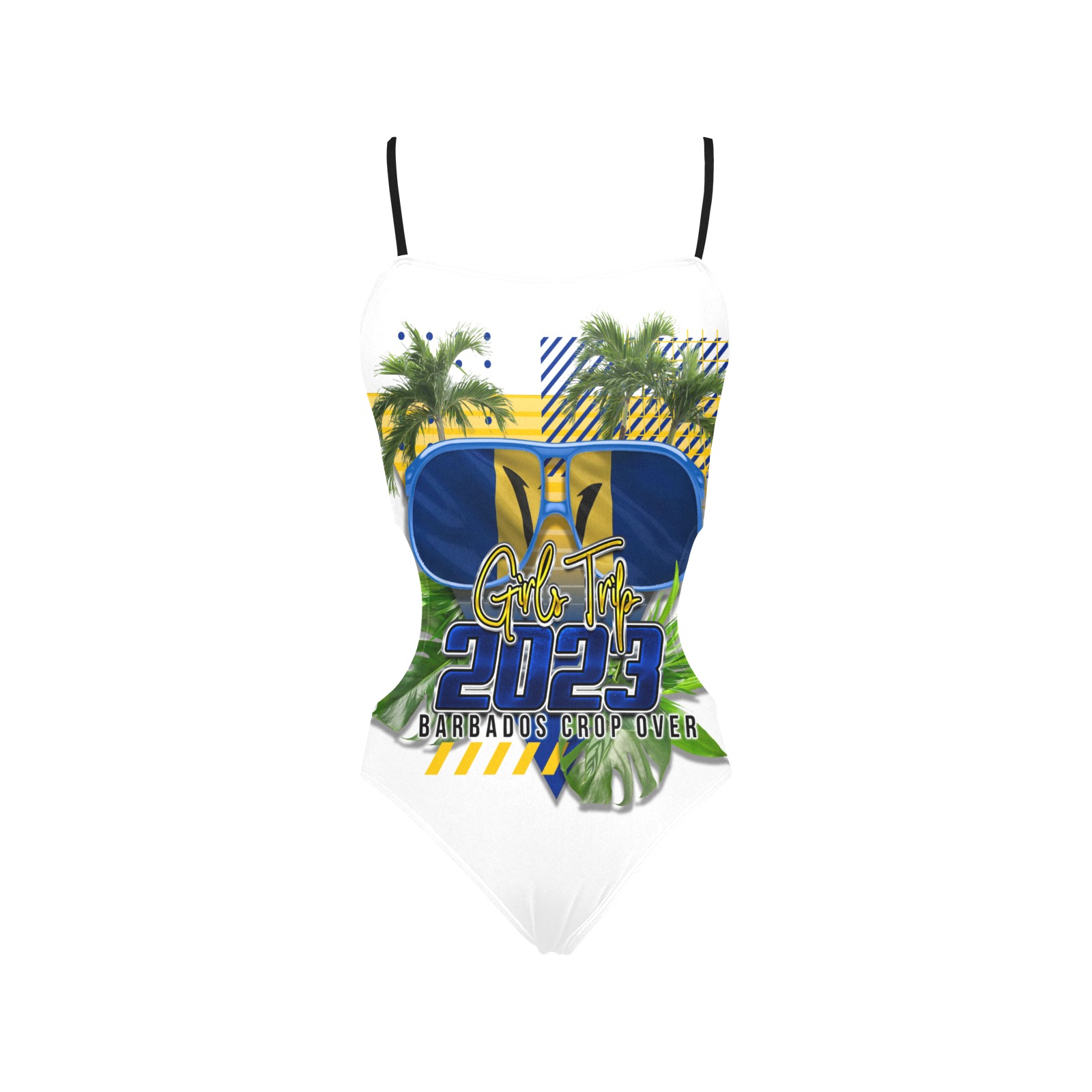 Barbados Crop Over Swimsuit Spaghetti Strap Cut Out Sides Swimsuit (Model S28)