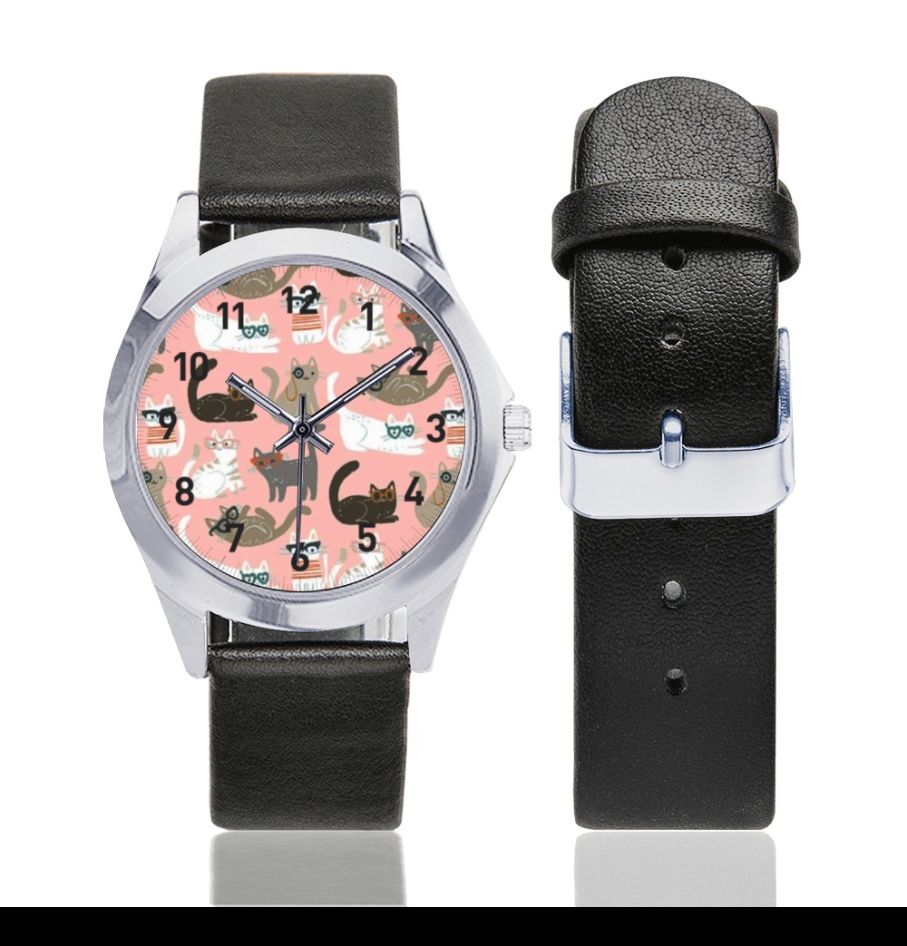 bb pp0ii Unisex Silver-Tone Round Leather Watch (Model 216)