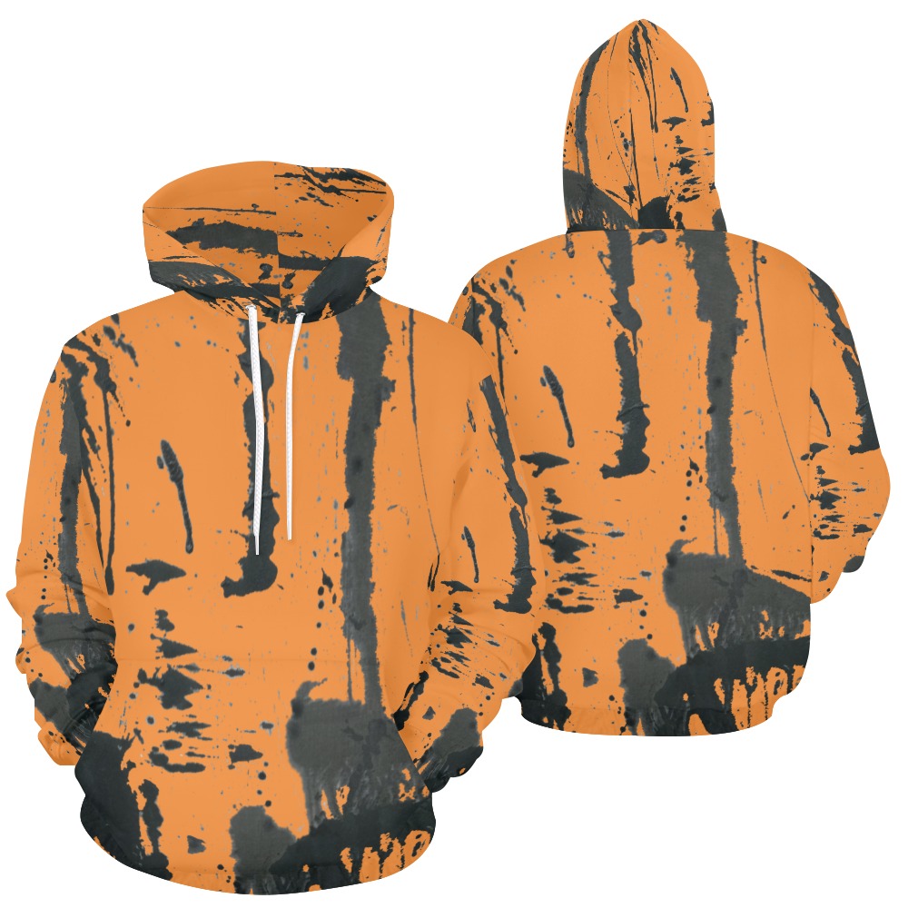 orange Splash hoodie men All Over Print Hoodie for Women (USA Size) (Model H13)