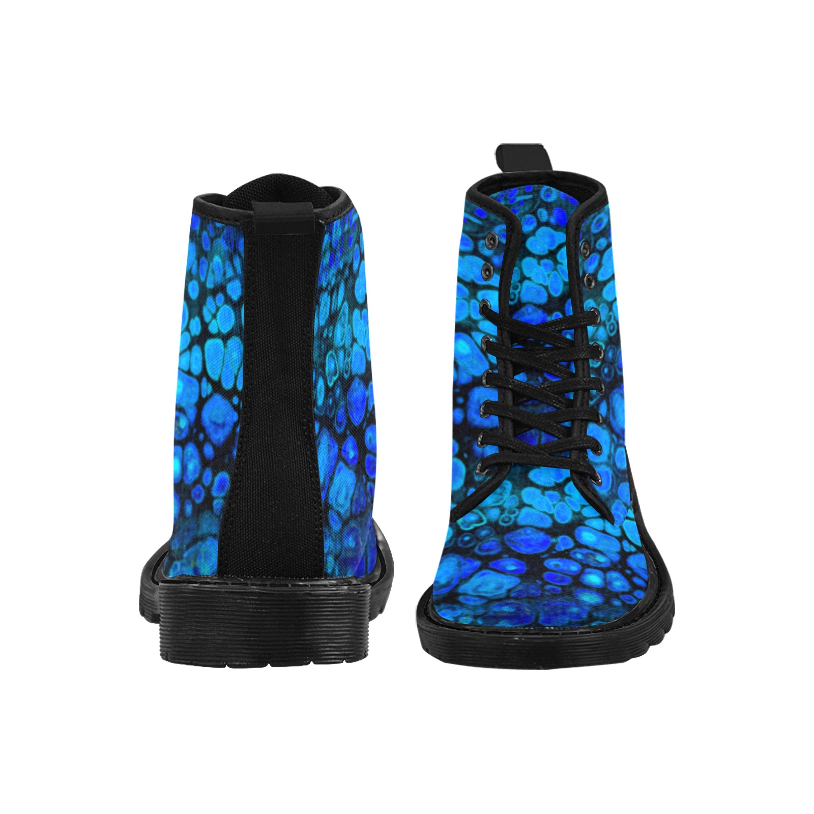 Blue Dragon Skin Martin Boots for Women (Black) (Model 1203H)