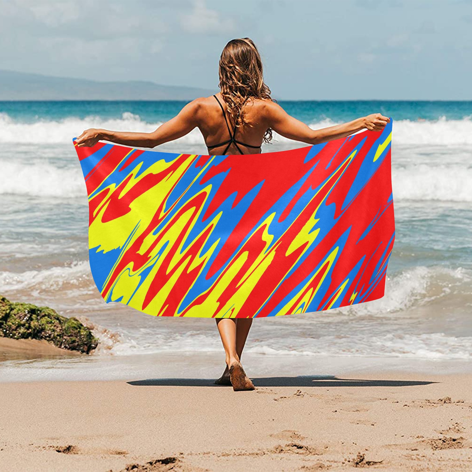 Spray Paint Red Yellow Blue Beach Towel 30"x 60"