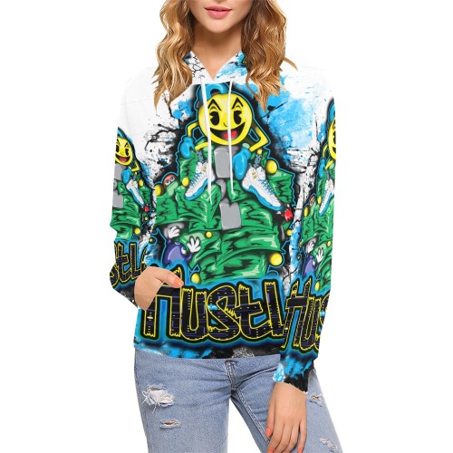 pac man hustle All Over Print Hoodie for Women (USA Size) (Model H13)