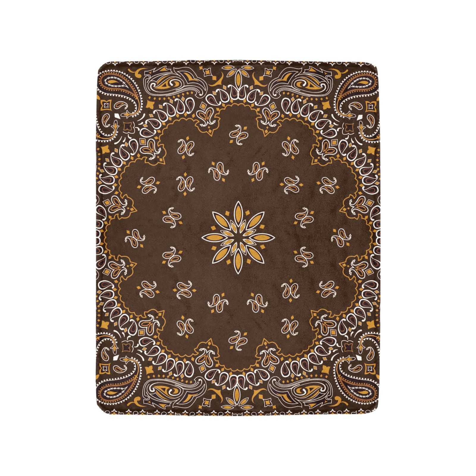 Bandanna Pattern Brown Ultra-Soft Micro Fleece Blanket 40"x50" (Thick)