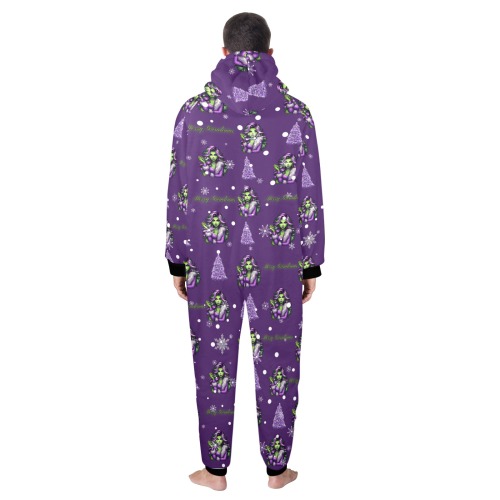 Grinchmas Adult Unisex One-Piece Zip Up Hooded Pajamas