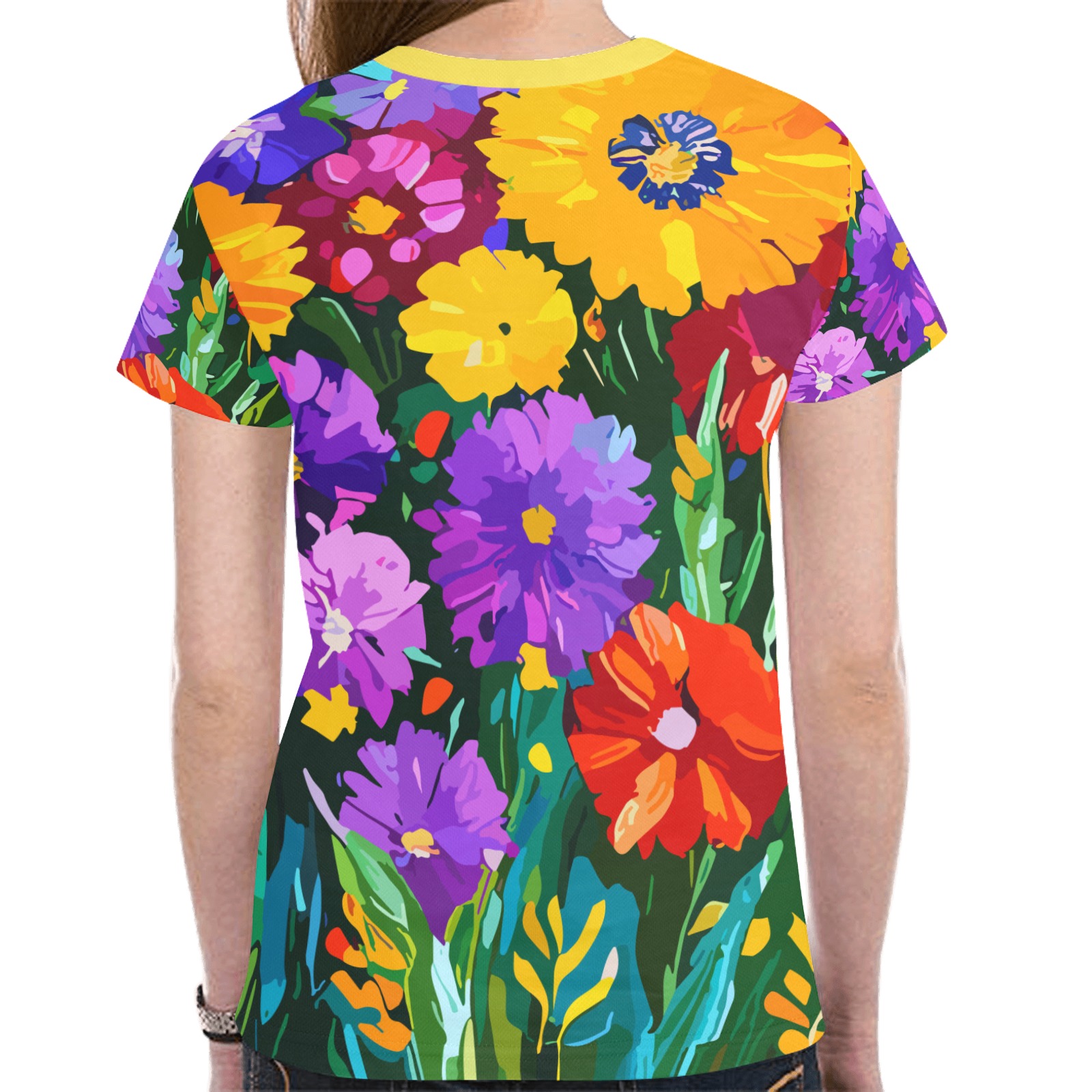 Floral Art Of Colorful Wild Flowers In The Summer Field New All Over Print T-shirt for Women (Model T45)