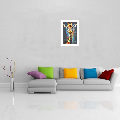 Cute giraffe animal, colorful, chic fantasy art Art Print 19‘’x28‘’