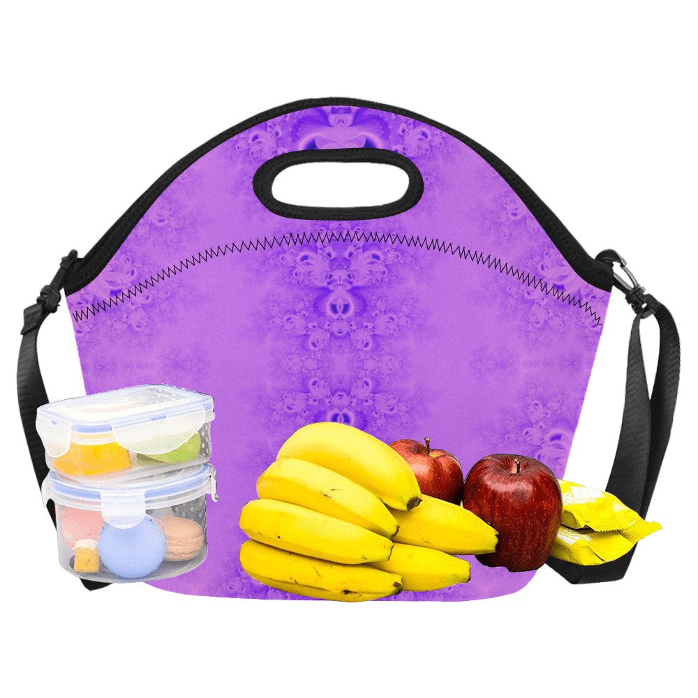 Purple Lilacs Frost Fractal Neoprene Lunch Bag/Large (Model 1669)