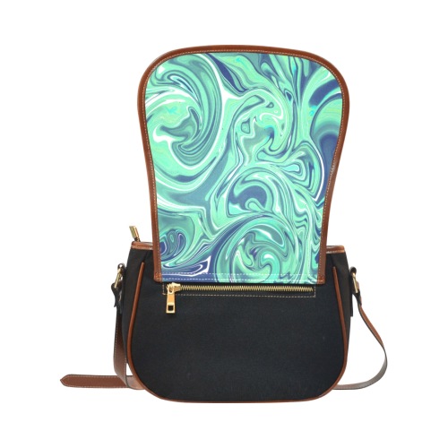 Saddle Bag - LM Fabric and Leather Saddle Bag/Small (Model 1649)(Flap Customization)