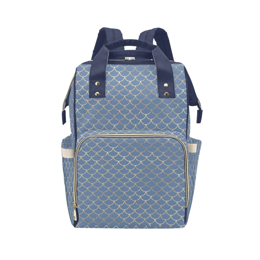 Blue and Gold Backpack Multi-Function Diaper Backpack/Diaper Bag (Model 1688)