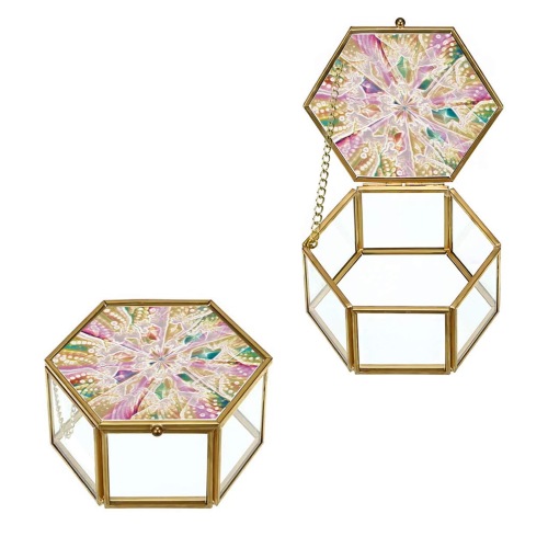 Beauty unique Hexagon Glass Jewelry Box